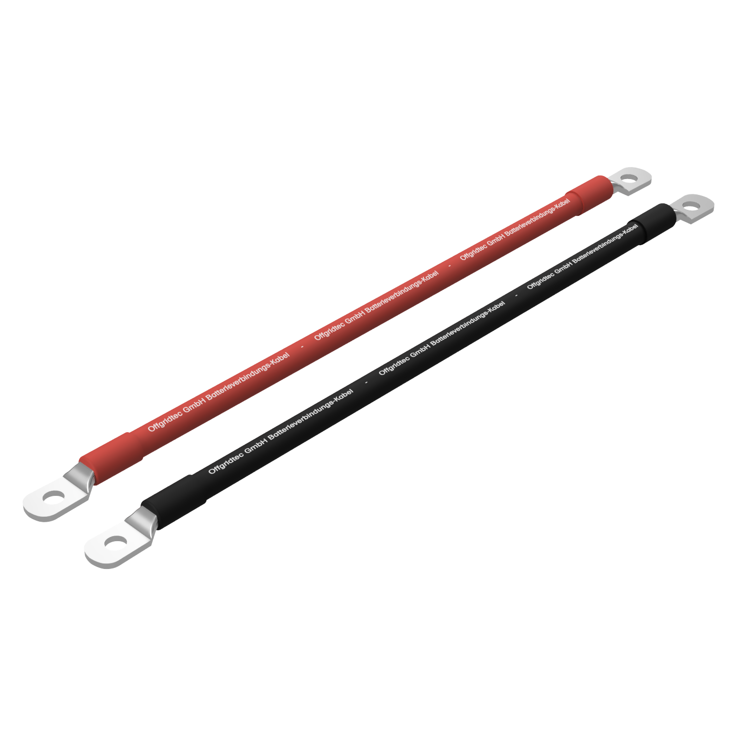 Batteriekabel in schwarz und rot mit sichtbaren beidseitigen M8 Ösen