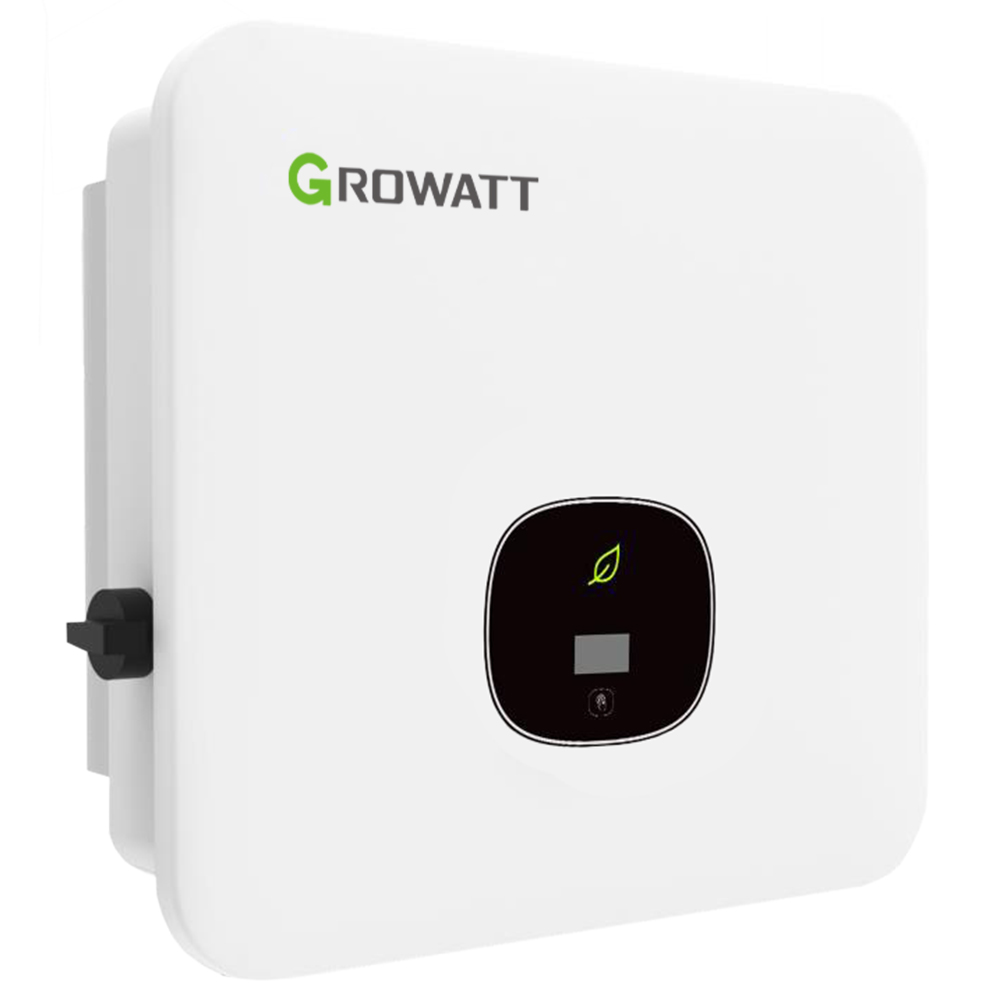 weißter 6kW MOD Hybrid-Wechselrichter Growatt schräge Frontansicht links
