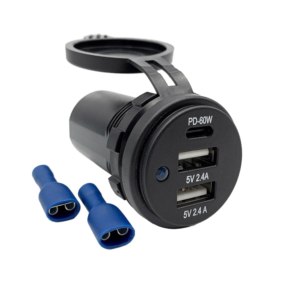 230 V Steckdose mit 1 x USB-A & 1 x USB-C Ladegerät, PD-Charger