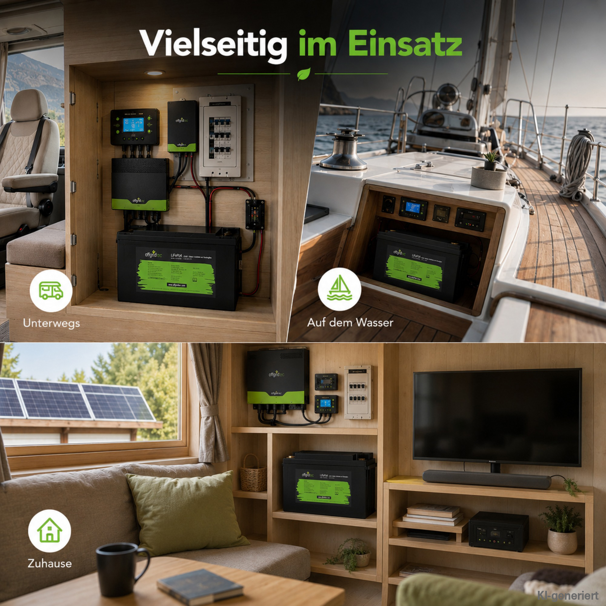 schwarze Offgridtec LiFePO4 Batterie mit Heizmatte 24V 100Ah Anwendungsgebiete