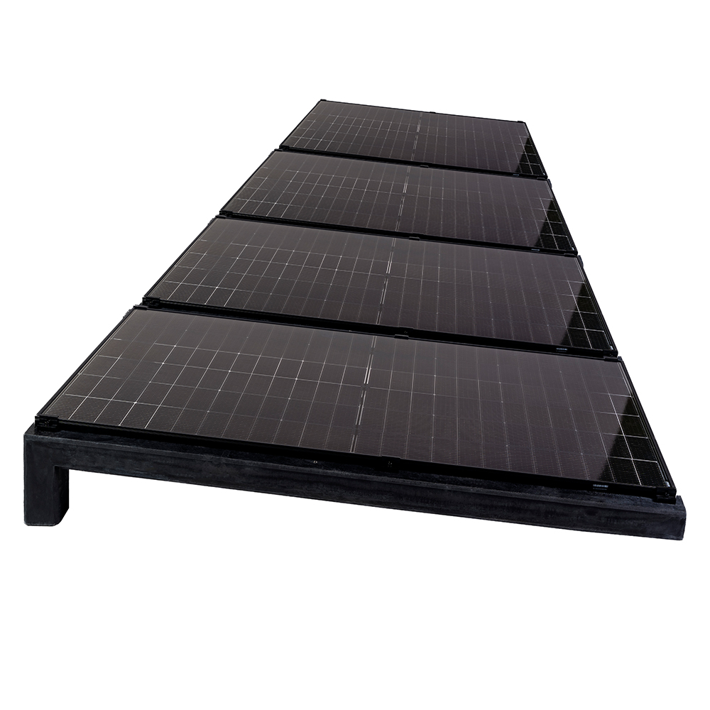 Wattstone Montage PV est-ouest sur toit plat pour 4 modules solaires 6° Socle en béton noir Tapis de protection des constructions