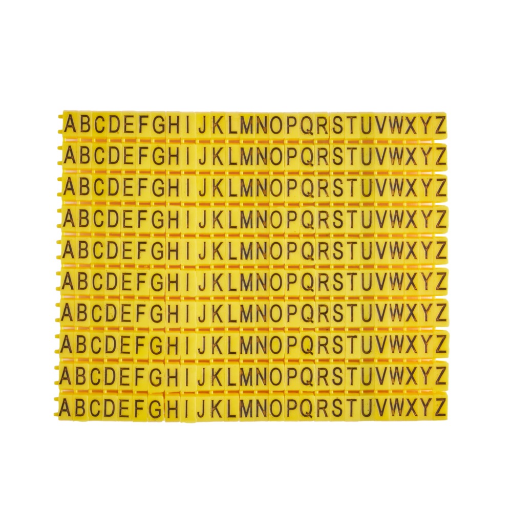 Offgridtec Cable Marker Clips A–Z, 260 pieces, for 2.5 mm² cable, 10 of each letter, yellow