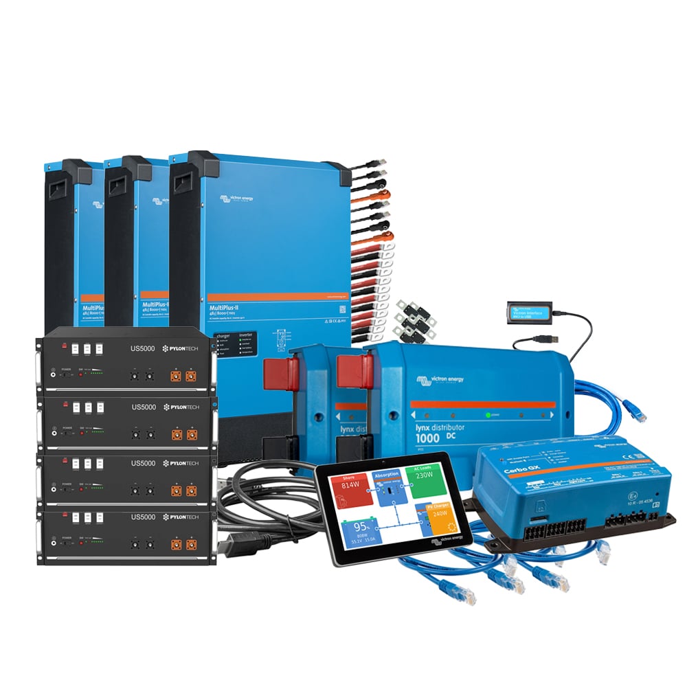Offgridtec Kit de sauvegarde triphasé 19,2kWh avec Pylontech us5000 Batterie Victron MultiPlus-II 48/8000