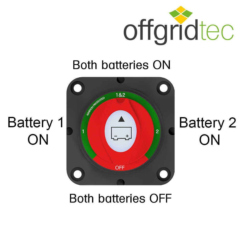 Offgridtec Batteriewahlschalter zum Umschalten zweier Batteriekreise,  Verbraucher, Ladequellen 175A