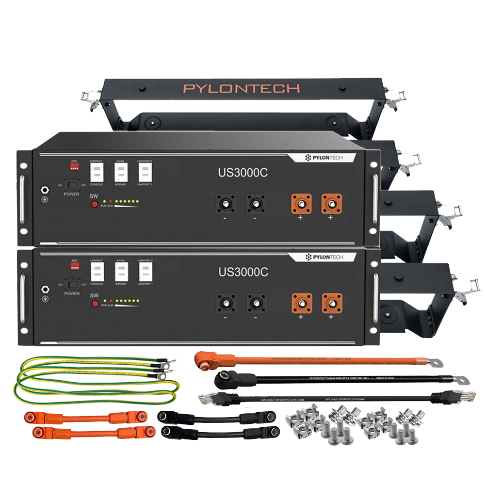 2x Pylontech US3000C LiFePO4 48V + Brackets + Anschlusskabel 7kWh Speicherpaket