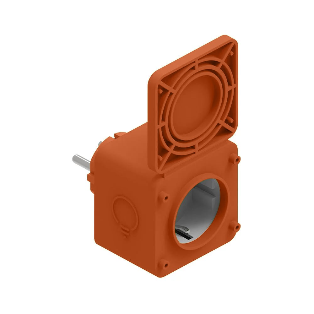 Orange Schutzhülle für myStrom Switch Protect Steckdose mit Klappe inkl Gerät