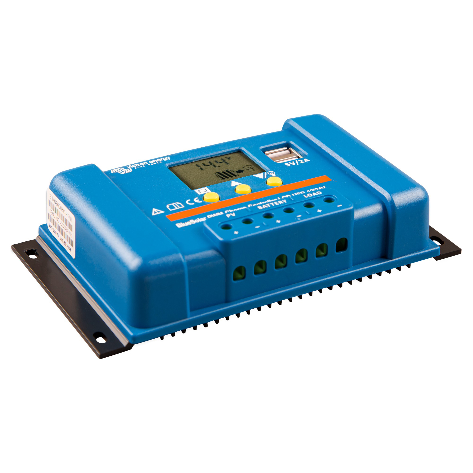 Victron BlueSolar PWM LCD 20A Solarladeregler schräge Frontansicht links