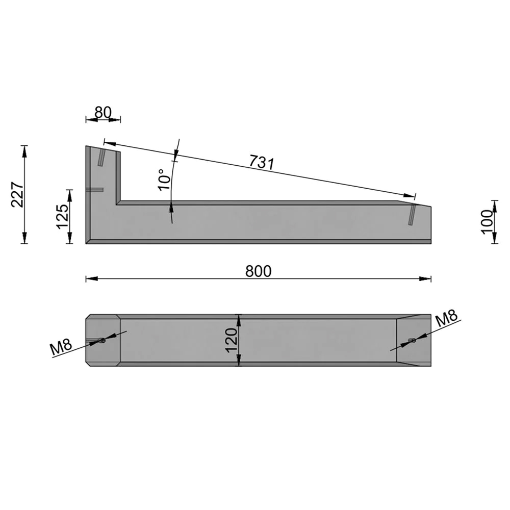 Wattstone Montage PV Est-Ouest sur toit plat pour 8 modules solaires 10° Socle en béton noir Tapis de protection des constructions