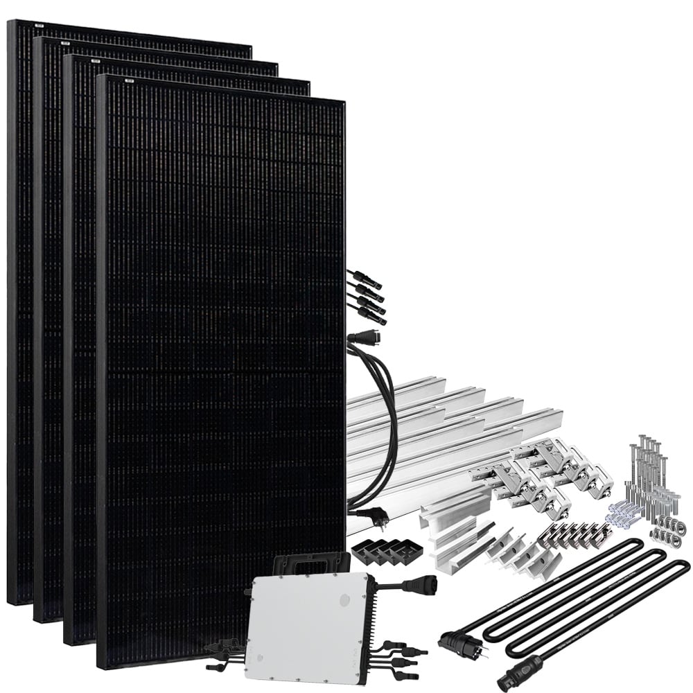 Offgridtec® Solar-Direct 1480W HM-1500 Installation solaire raccordement Schuko - 5m de câble de raccordement - kit de montage toit en tuiles