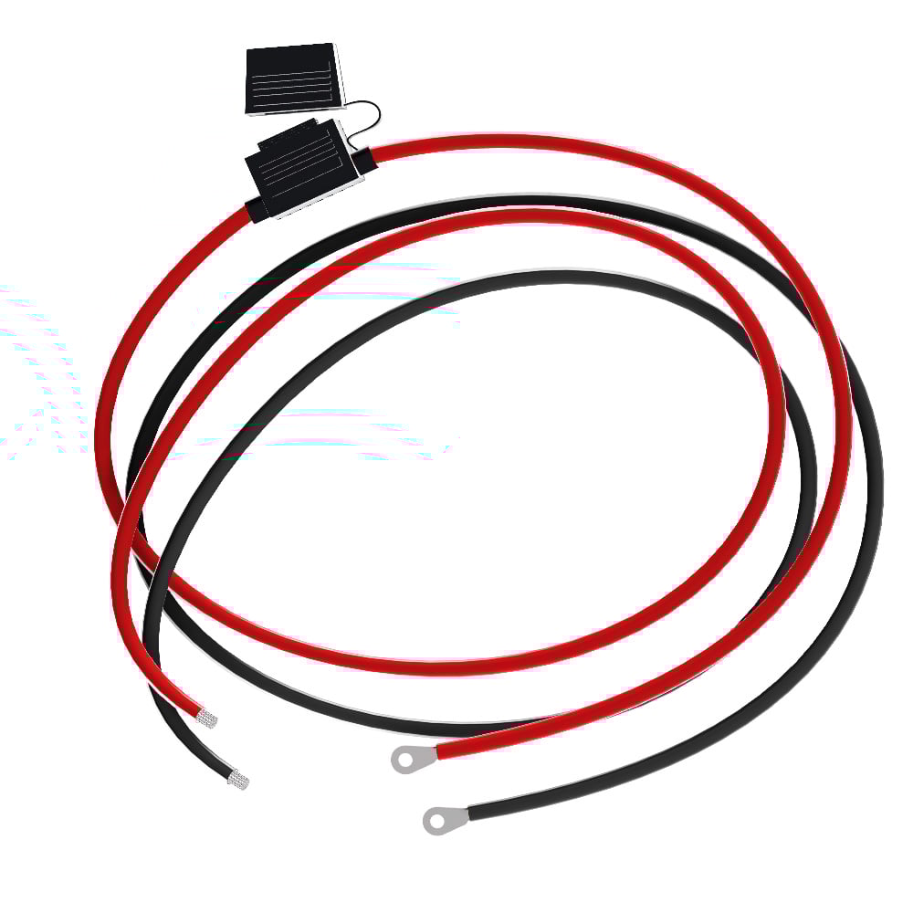 Aufgewickeltes Offgridtec Batteriekabel M8 mit Flachsicherungshalter, schwarz rot