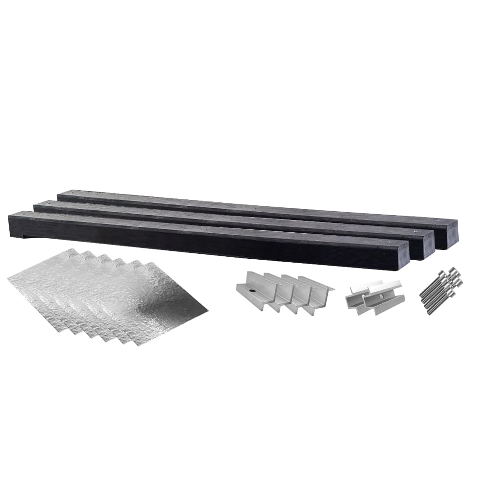 Wattstone PV surélevé Toit plat pour 2 modules solaires 0° Socle en béton Natte de protection du bâtiment doublée d'aluminium