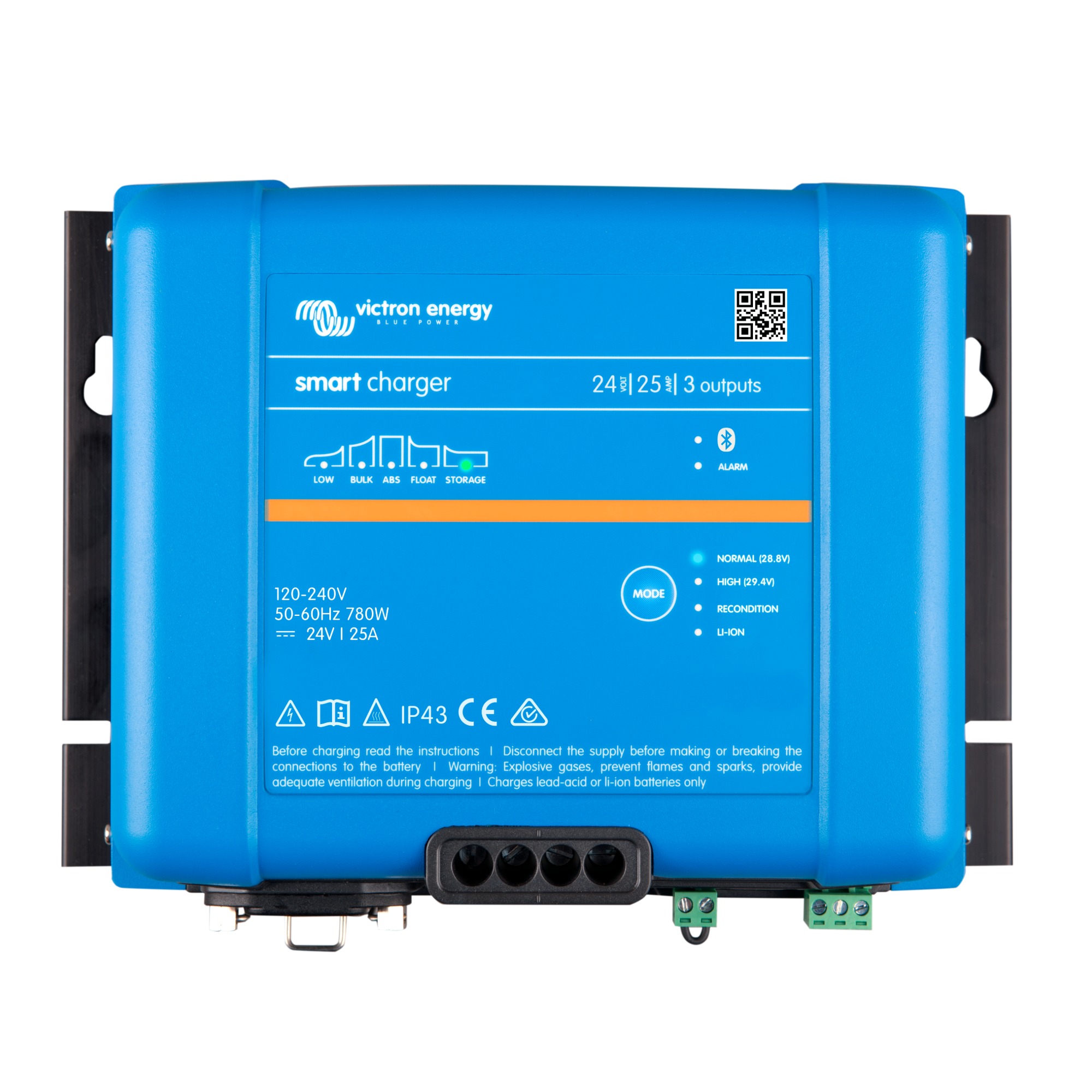 Batterieladegerät blau Frontalansicht
