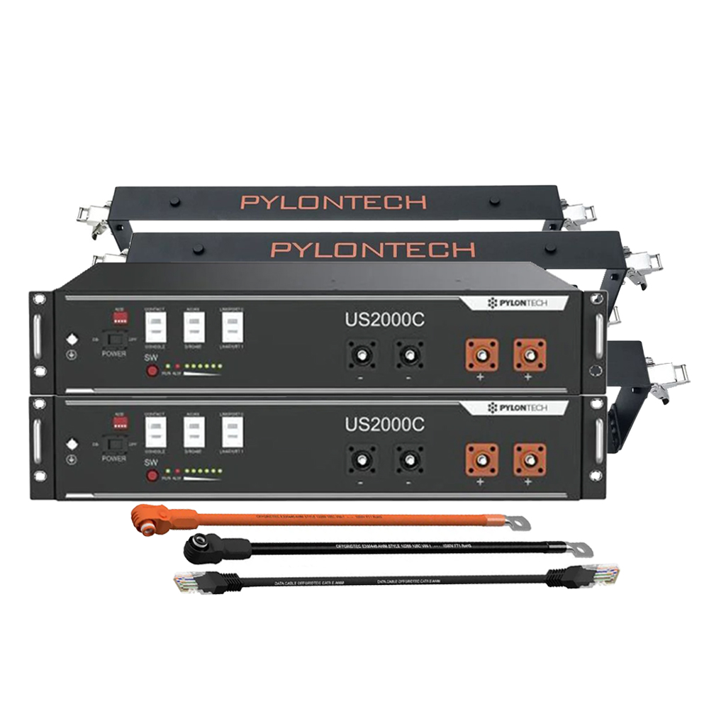 2x Pylontech US2000C LiFePO4 48V + Brackets + Anschlusskabel 4,8kWh Speicherpaket