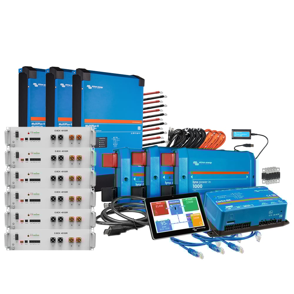 Offgridtec Kit de mise à niveau de sauvegarde 30,7kWh avec batterie Pytes 48100r-c Victron MultiPlus-II 48/5000 triphasé