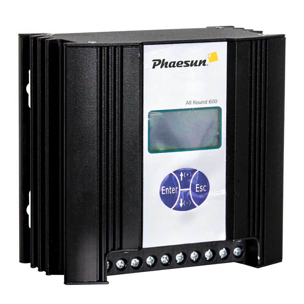 Hybridladeregler in schwarz und weiß mit Display