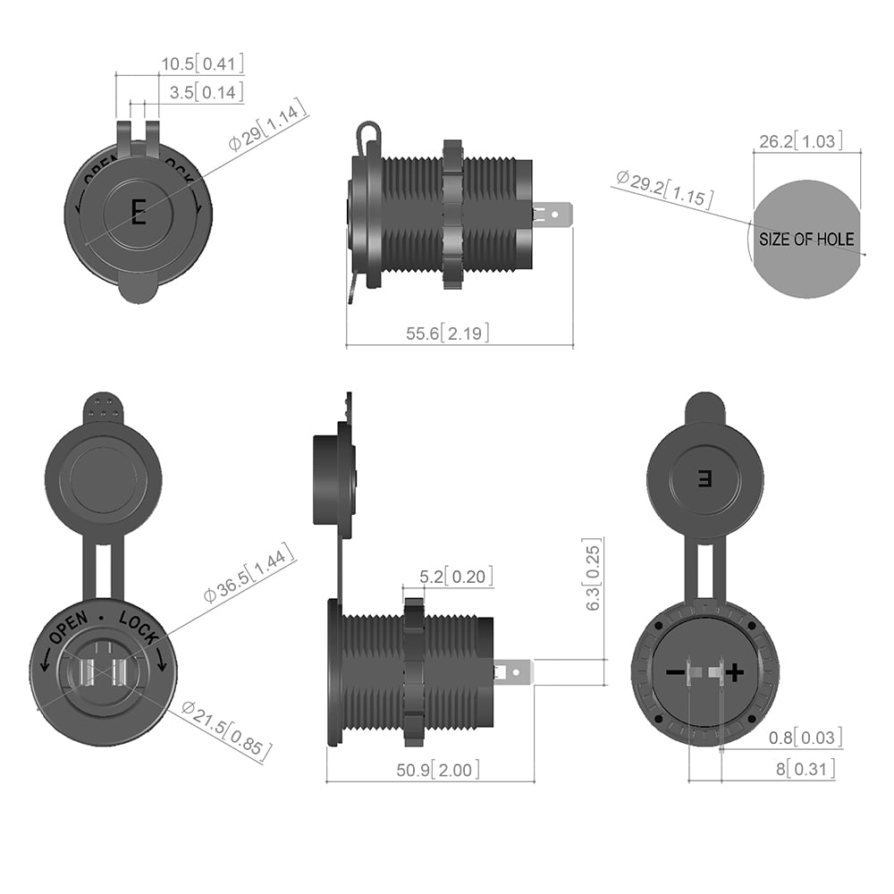 12 Volt Steckdose mit Schutzkappe - Z-Boats