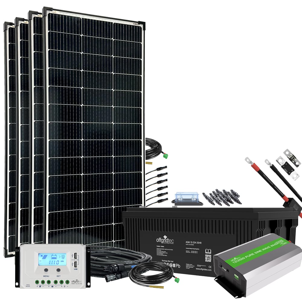 Offgridtec© Autark XXL-Master 600W Solaranlage - 2000W AC Leistung 260Ah AGM Akku 12V 230V