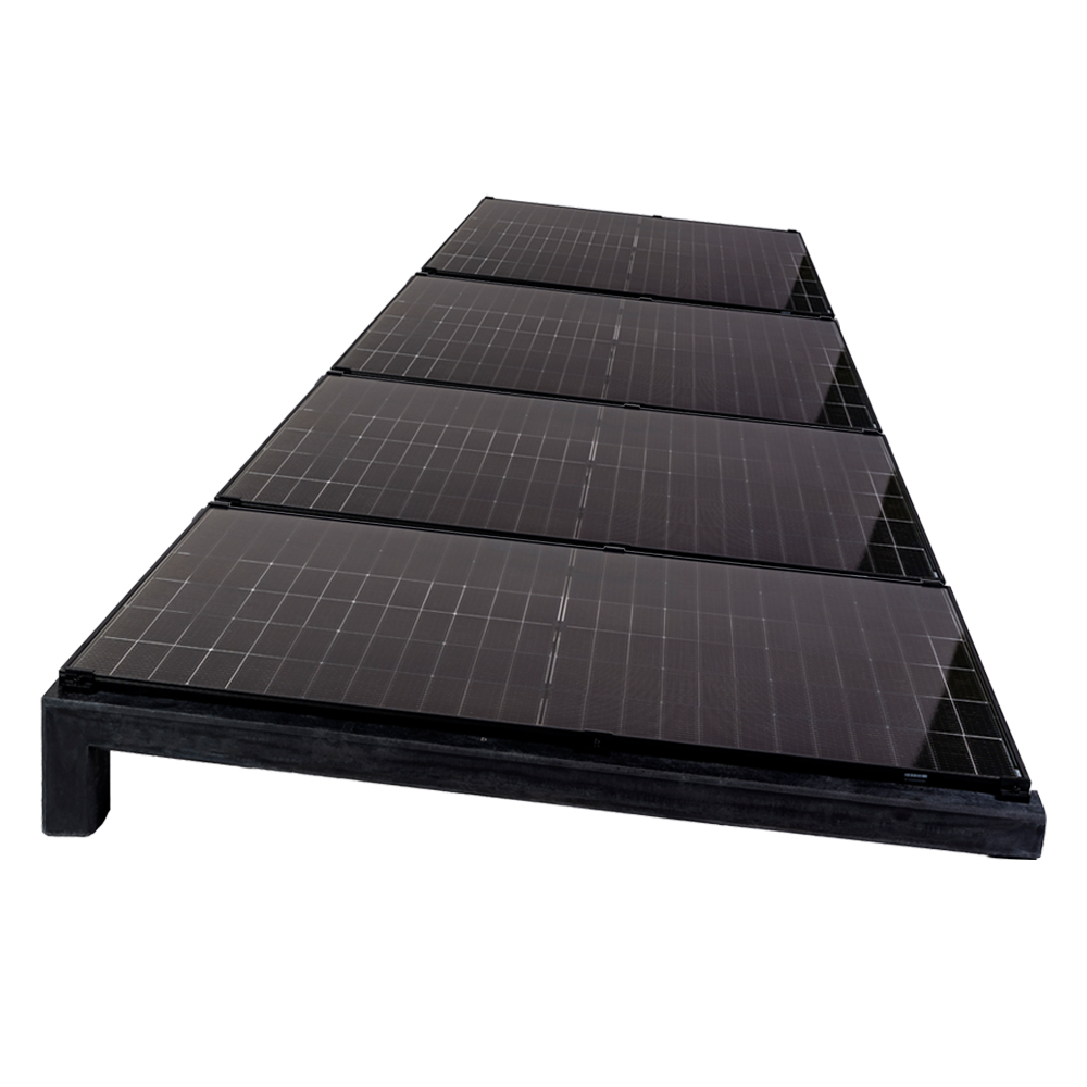 Wattstone PV Montage sur toit plat pour 4 modules solaires 6° Socle en béton noir Tapis de protection des constructions