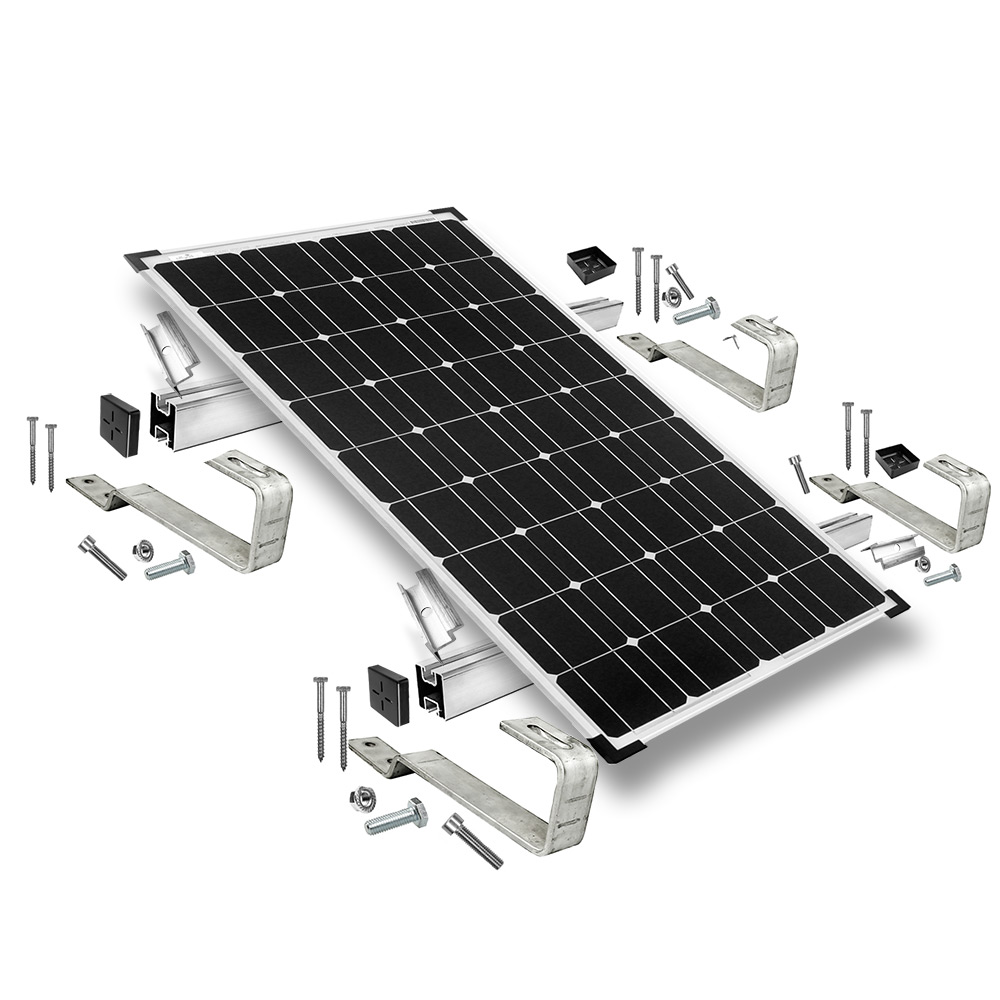 Befestigungs-Set für 1 Solarmodul - für Biberschwanz Ziegel  für Solarmodule mit 40mm Rahmenhöhe