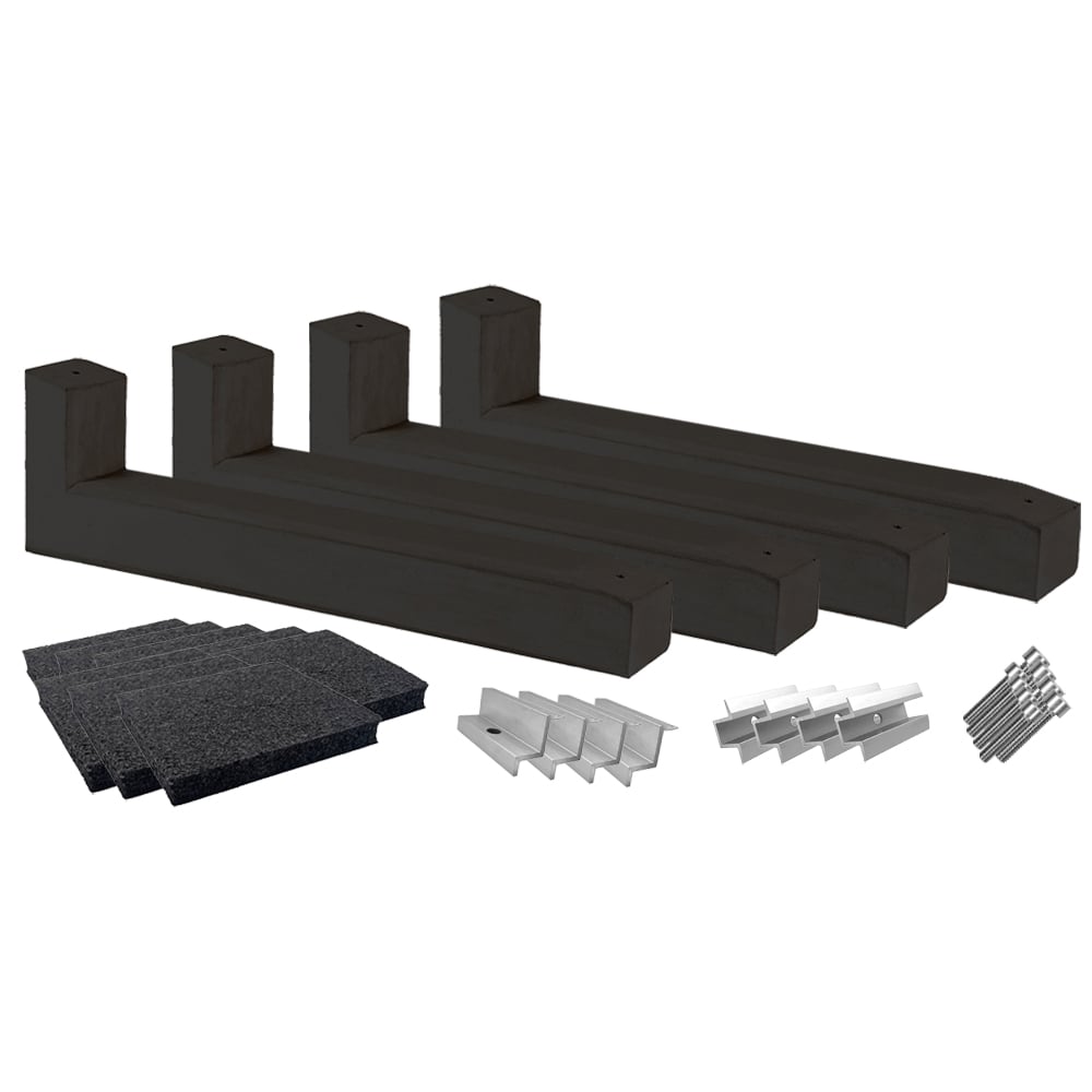 Montageset für 3 Solarmodule mit vier 10° Wattstone Betonsockeln, Schutzmatten, Klemmen und Schrauben