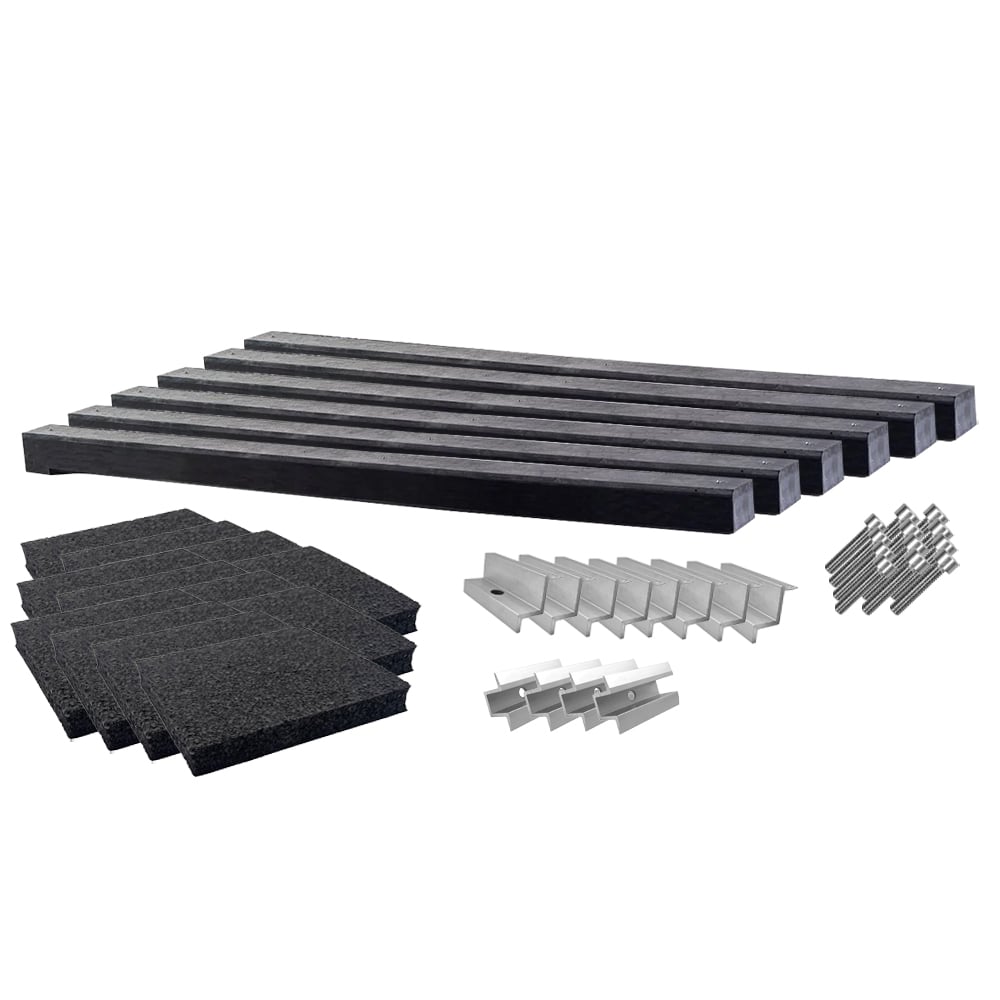 Wattstone Montage PV Est-Ouest sur toit plat pour 4 modules solaires 0° Socle en béton Tapis de protection des constructions noir