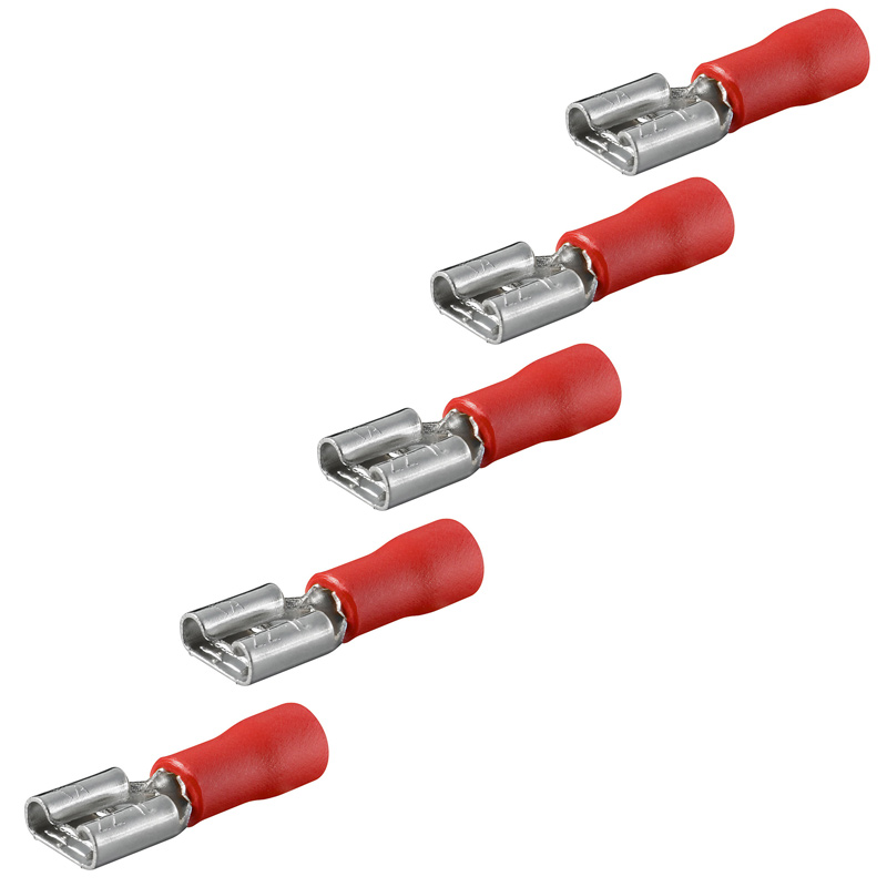 5 x Flat Plug Sleeves 6,4 x 0,8 mm (0,5-1,0mm² 10A) red