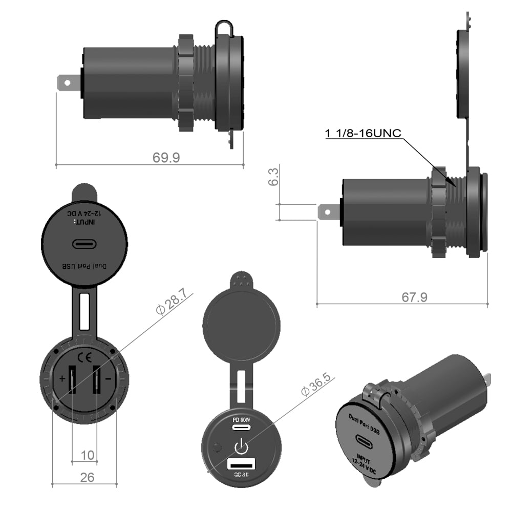 USB-C/A Steckdose 2-fach 3,6A zum Einbau mit Kappe + Platte – M+S Solution  Online-Shop