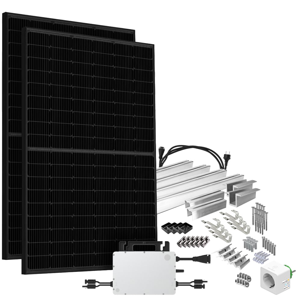 Offgridtec® Solar-Direct 860w hms-800w-2t Centrale électrique pour balcon BIfazial Full Black Prise de courant de sécurité - 15m - Set de montage queue de castor avec compteur électrique Offgridtec® Solar-Direct 860w hms-800w-2t Centrale électrique pour balcon BIfazial Full Black Prise de courant de sécurité - 15m - Set de montage queue de castor avec compteur électrique