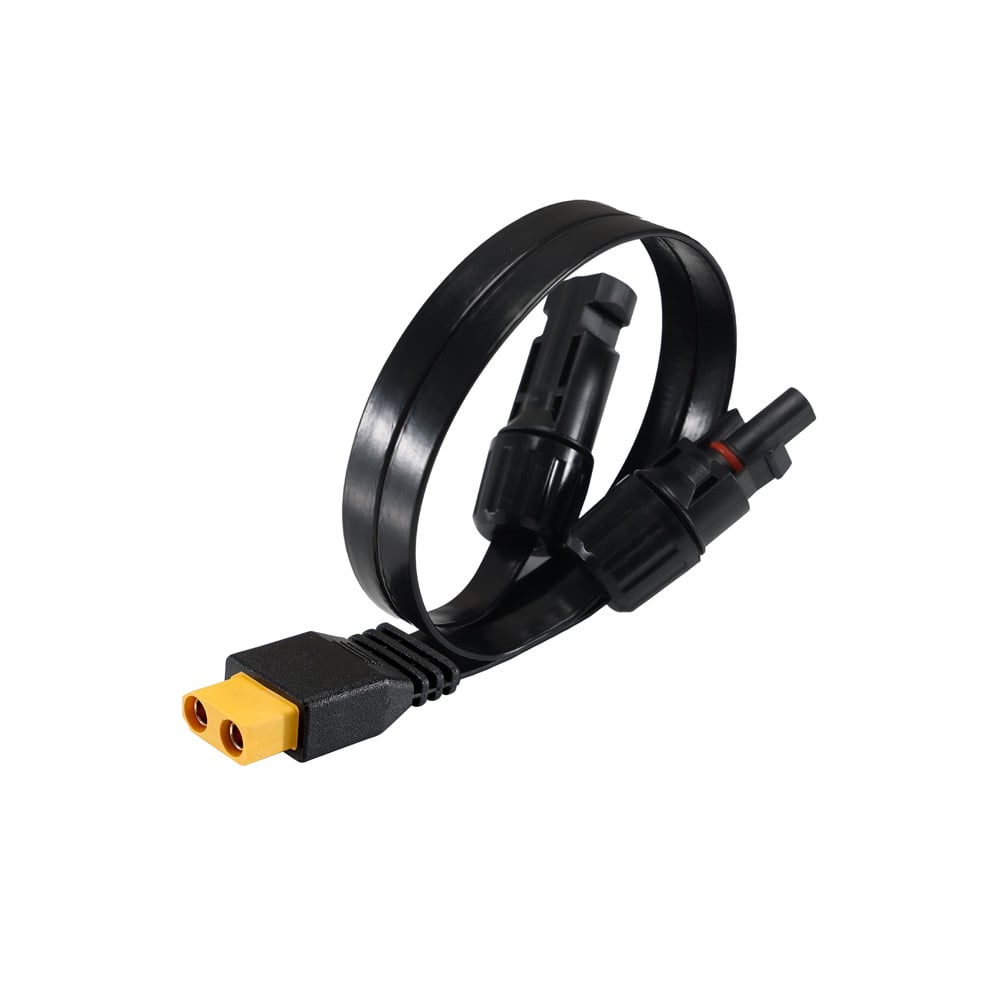 Schwarzes, superflaches Offgridtec XT90 zu PV-Stecker Verbindungskabel