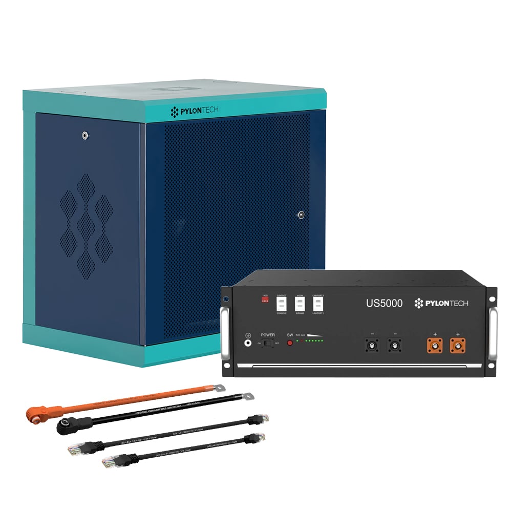 Pylontech 1x us5000 LiFePO4 battery 4.8kWh with inverter connection cable set and battery cabinet
