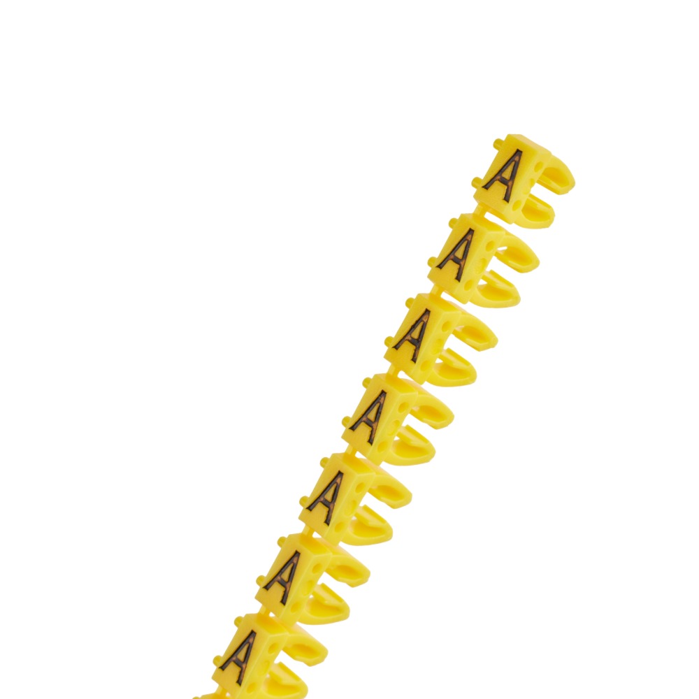 Offgridtec Cable Marker Clips A–Z, 260 pieces, for 2.5 mm² cable, 10 of each letter, yellow