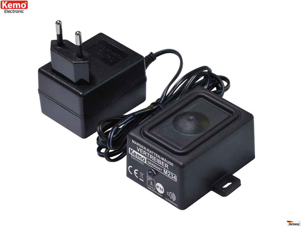 Schwarzer Kemo Marder - Ratten Mäuse Vertreiber M234 mit Schuko Stecker