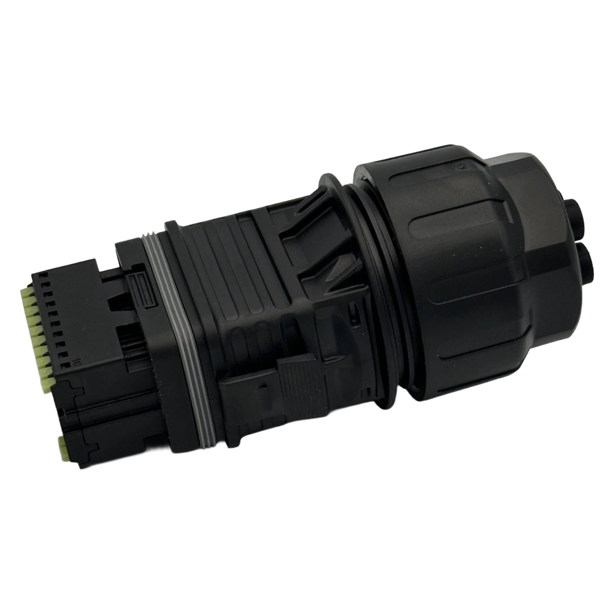 schwarzer Kommunikationsstecker seitliche Ansicht