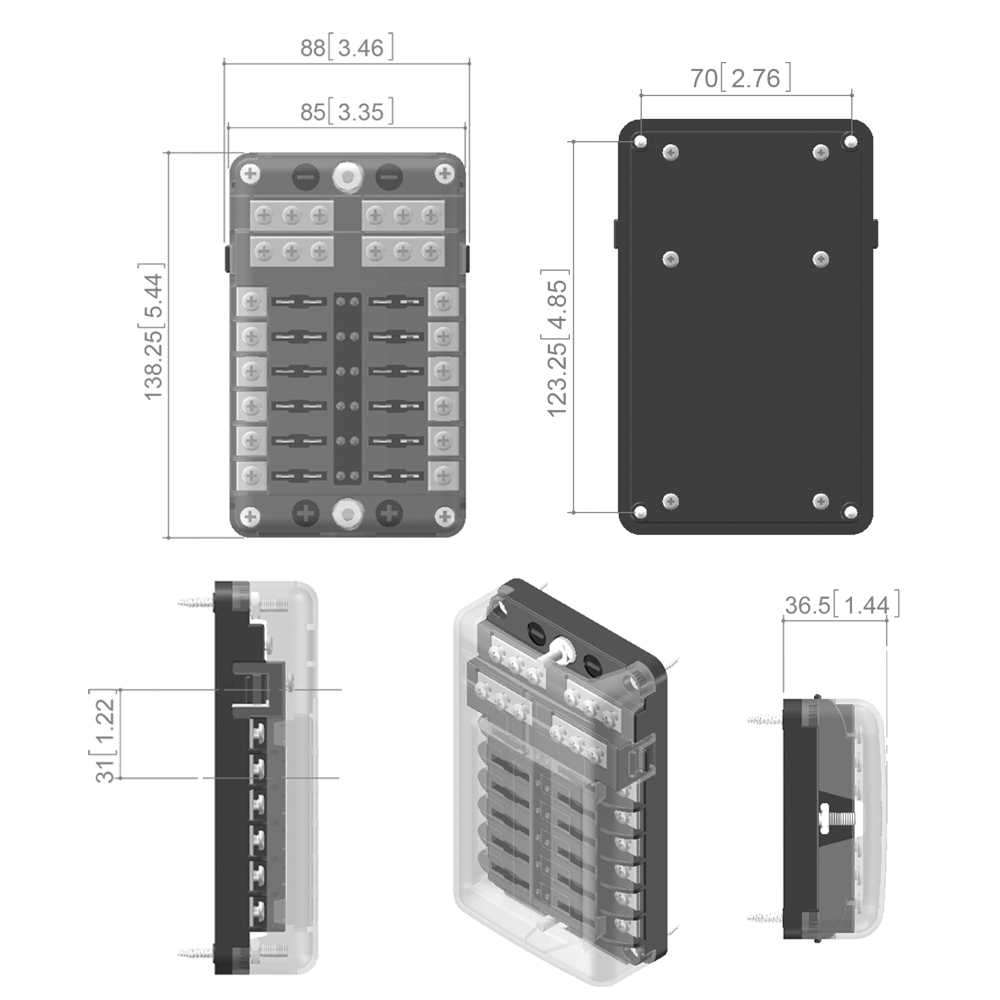 EUR 28,-: 12fach KFZ-Sicherungskasten mit LED-Ausfallanzeige