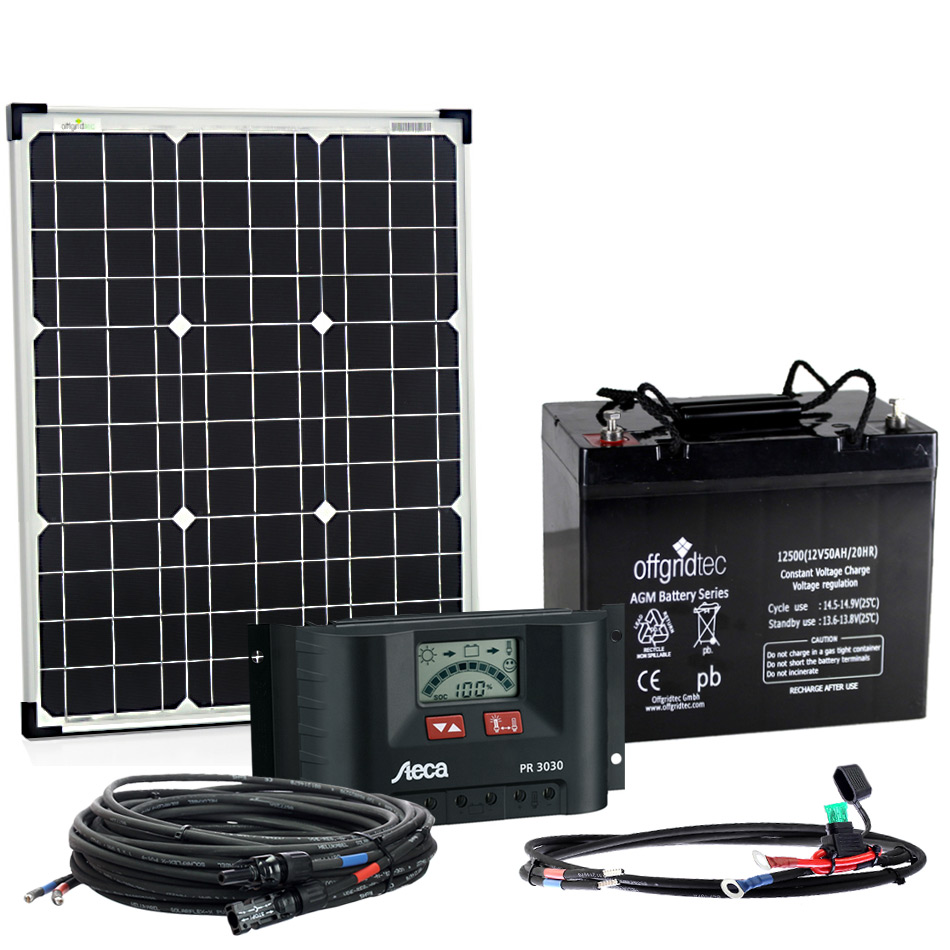 Offgridtec© 12V Solar Set BIG-S 50W 50Ah
