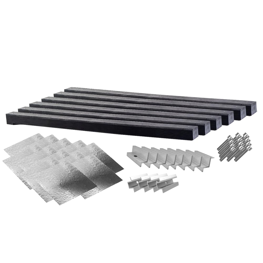 Wattstone Montage PV est-ouest sur toit plat pour 4 modules solaires 0° Socle en béton Natte de protection des constructions doublée d'aluminium