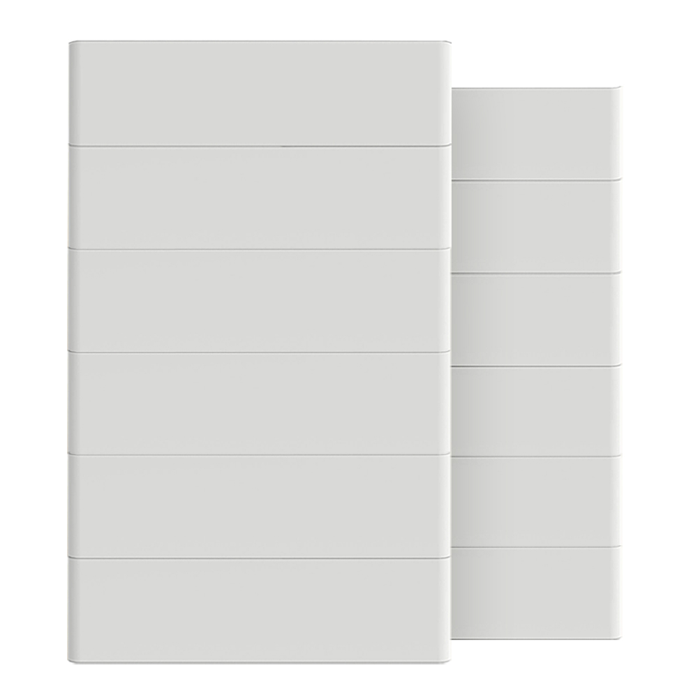 Weißes T-BAT Hochvolt-Batteriesystem mit 10 TP-HS25 Hochvoltbatterien, einem TBMS-MCS0800E BMS und Extension Kit