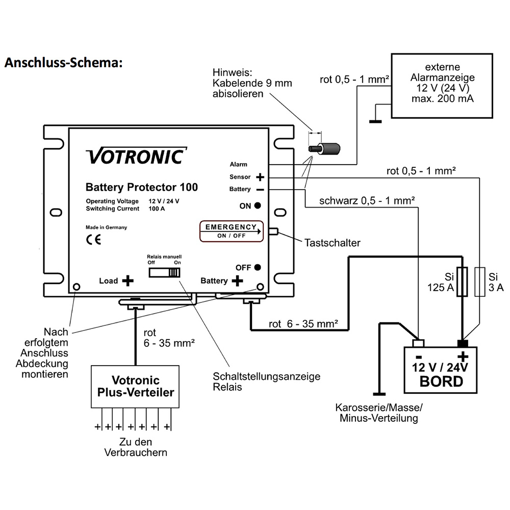 12 Volt Batteriehauptschalter 1000A (12V) 10s / 500A (24V) 10s : :  Auto & Motorrad