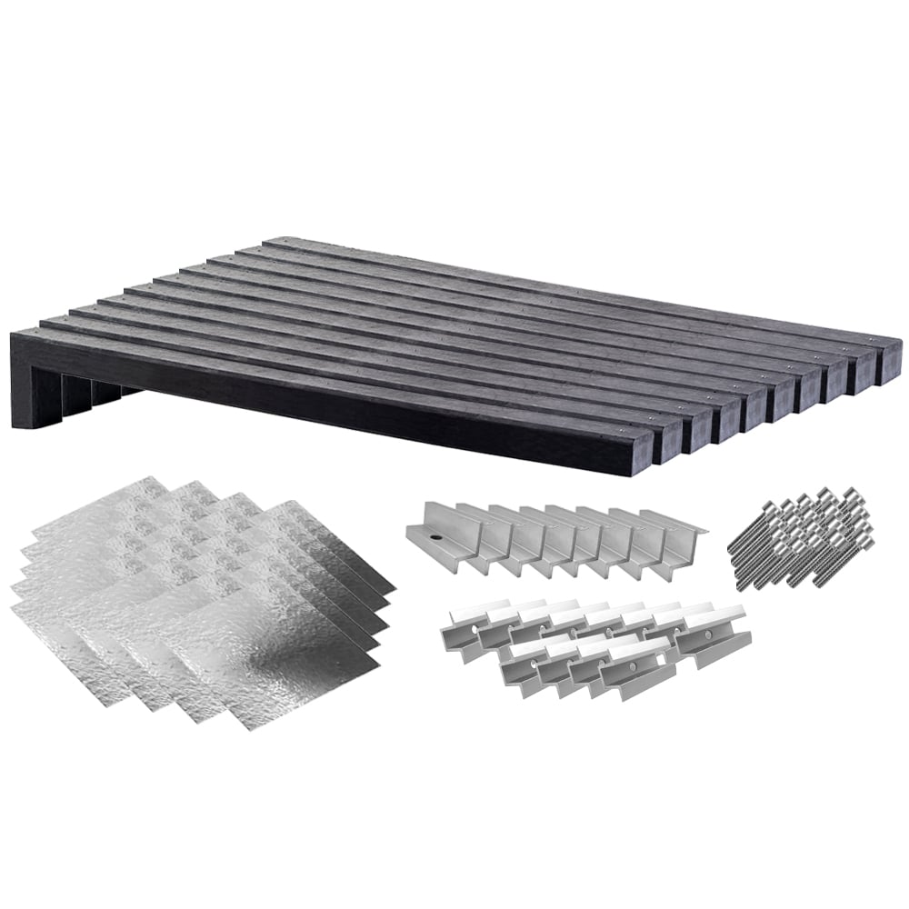 Wattstone Montage PV est-ouest Toit plat pour 8 modules solaires 6° Socle en béton Natte de protection des constructions doublée d'aluminium