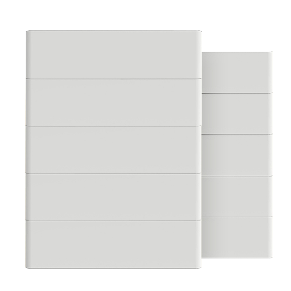 Weißes T-BAT Hochvolt-Batteriesystem mit 9 TP-HS25 Hochvoltbatterie und einem TBMS-MCS0800E BMS