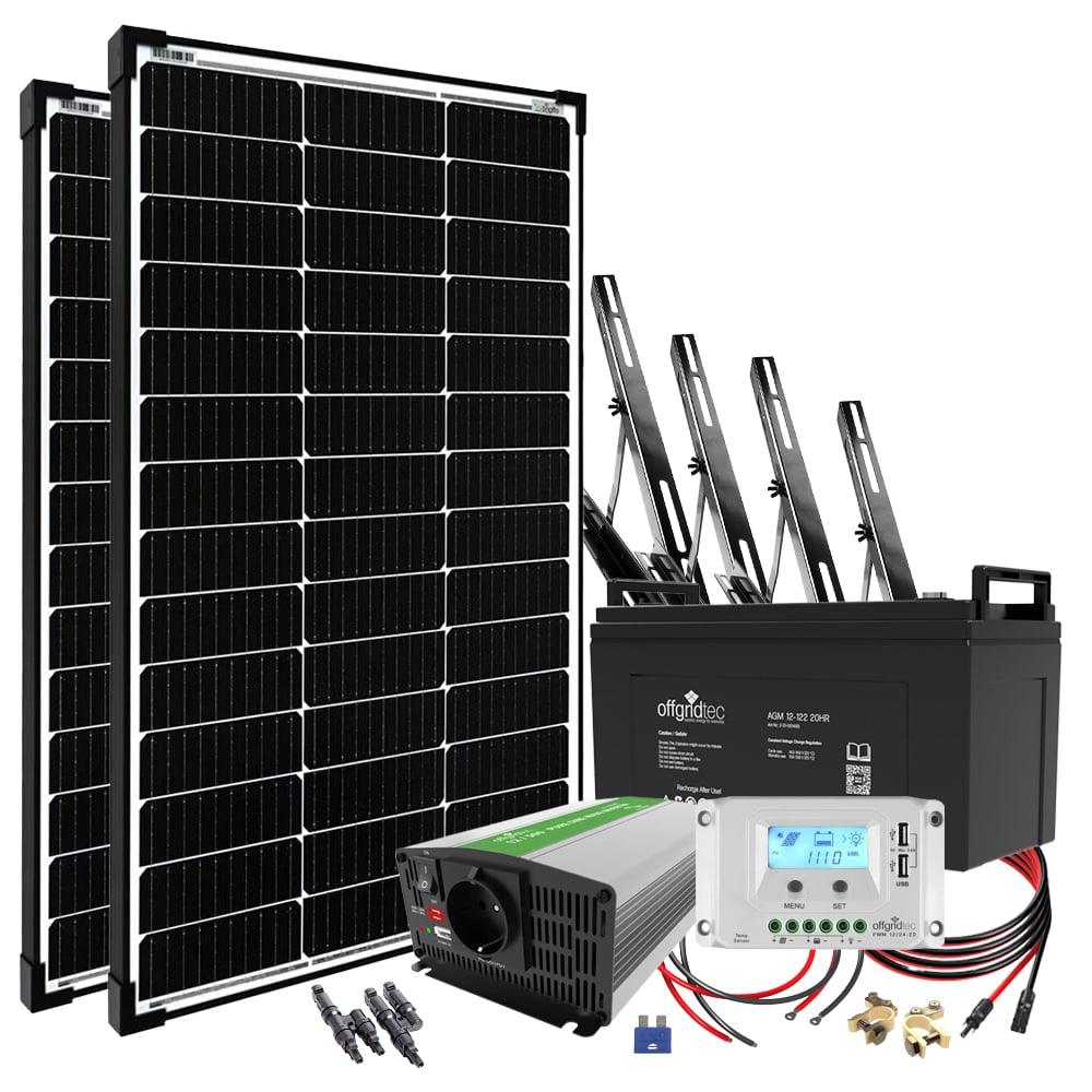 Offgridtec 200w jardinSolarainstallation 12v agm batterie 500w onduleur