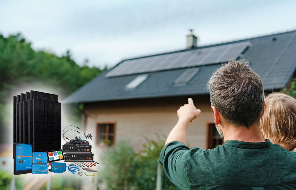 Inselanlage PV 410Wp 12V mit 1,2 kWh Lithium LiFePO4 Speicher