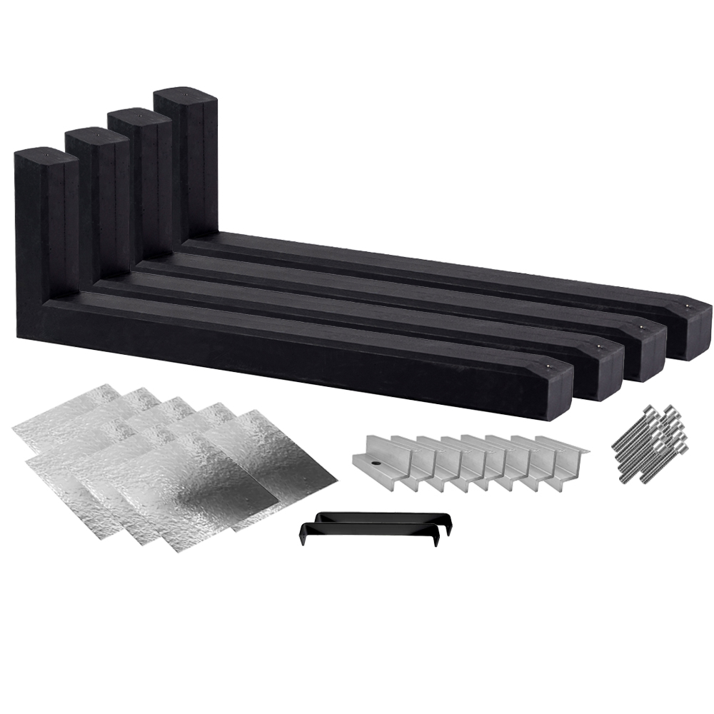 Wattstone Montage PV est-ouest sur toit plat pour 2 modules solaires 15° Socle en béton Natte de protection des constructions doublée d'aluminium