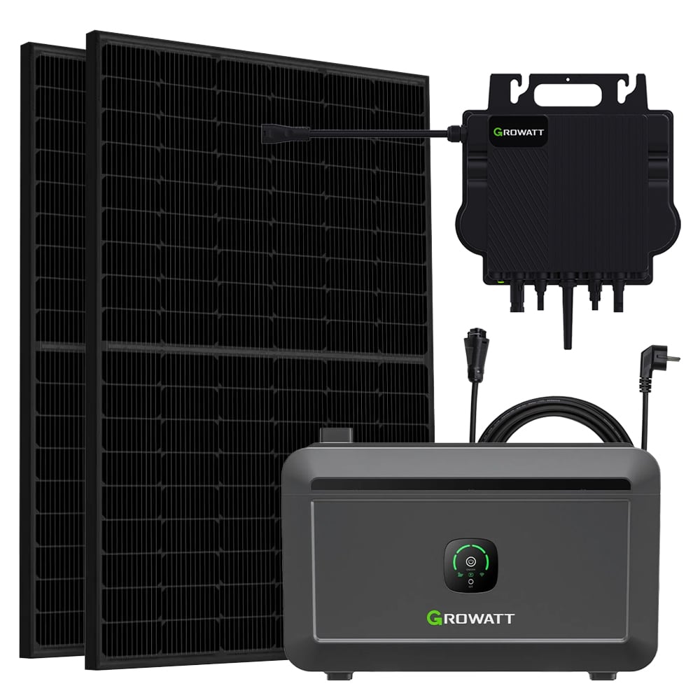 Growatt 2,04kWh 900Wp NEO 800M-X Balkonkraftwerk mit Noah2000 Speicher