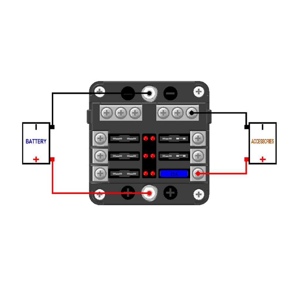 KFZ Sicherungshalter 6 Flach-Sicherungen mit LEDs inkl. Sicherungen, 23,90 €