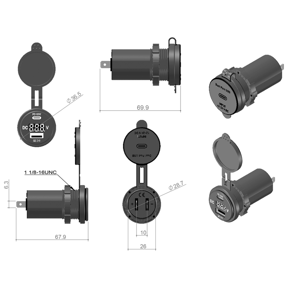Offgridtec USB Doppelsteckdose USB-A 3,6V - USB-C 5V / 6-30V/DC