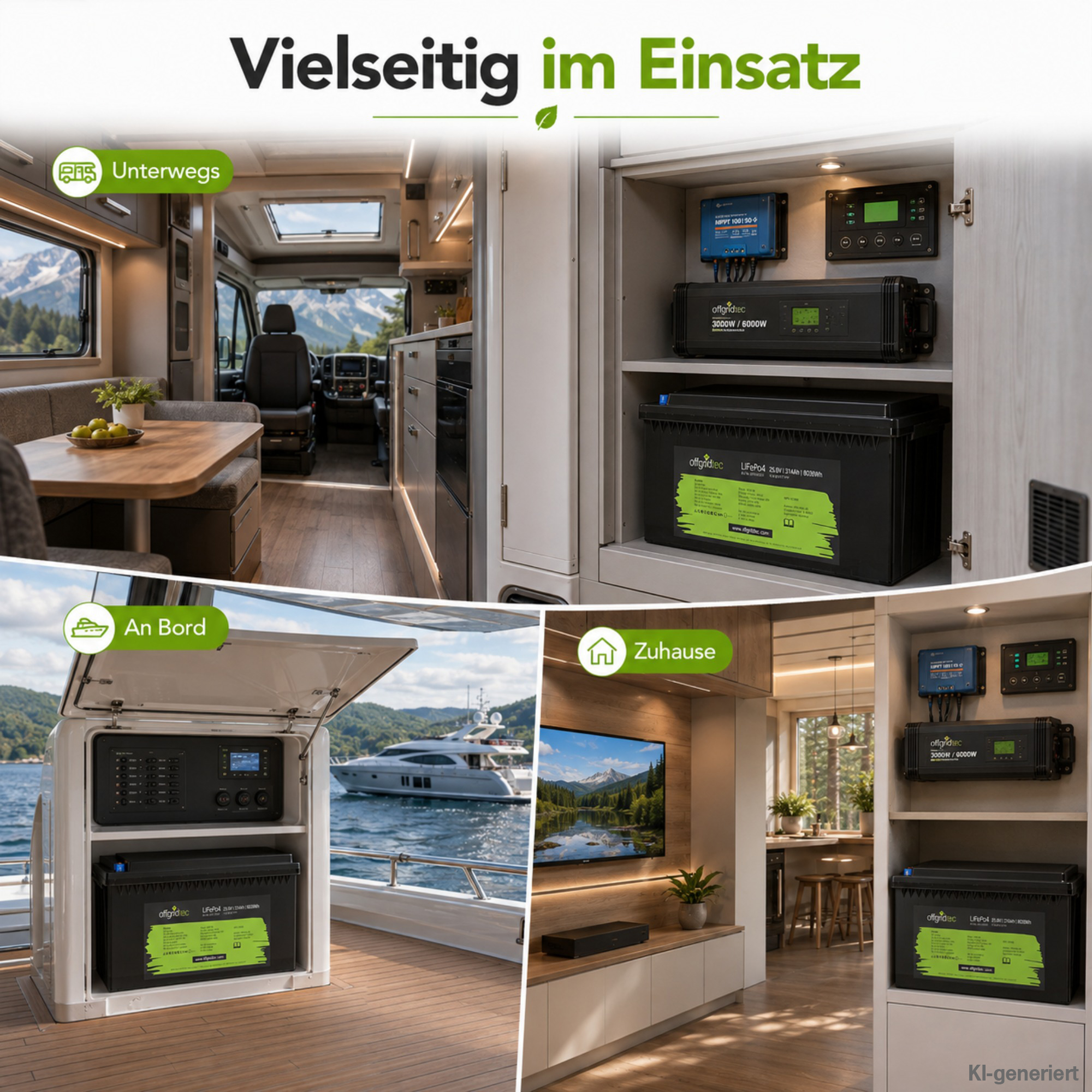 schwarze Offgridtec LiFePO4 Batterie 24V 314Ah Anwendungsgebiete
