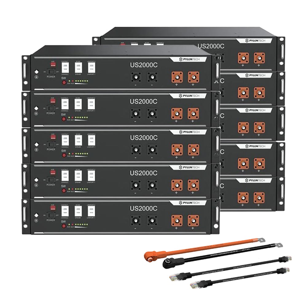 Pylontech10x US2000C LiFePO4 Batterie 24kWh mit Wechselrichter-Anschlusskabelset