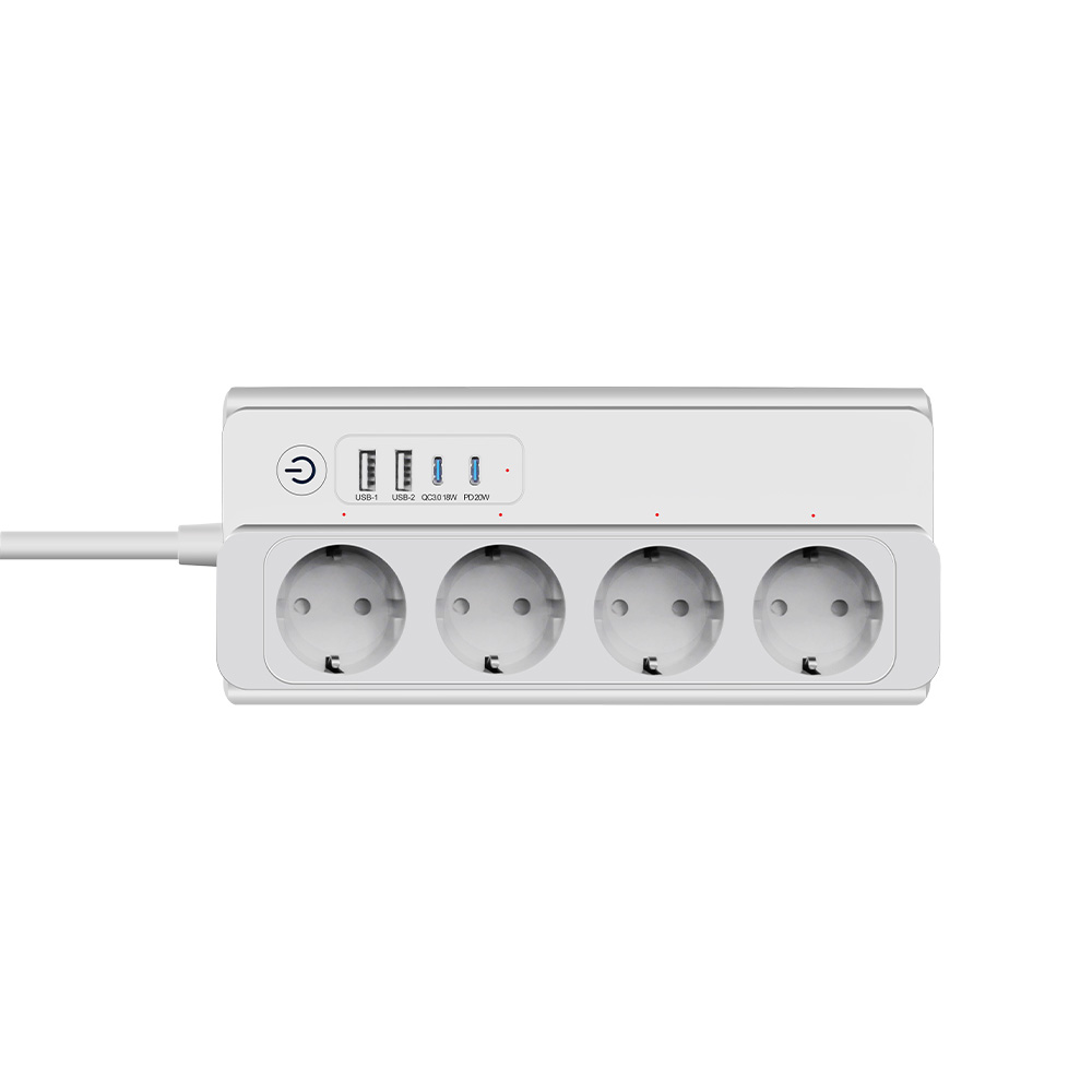 Offgridtec smart 4-way socket strip + 2x USB-A and 2x USB-C connection with Smart Life or Tuya app - 1.5m cable