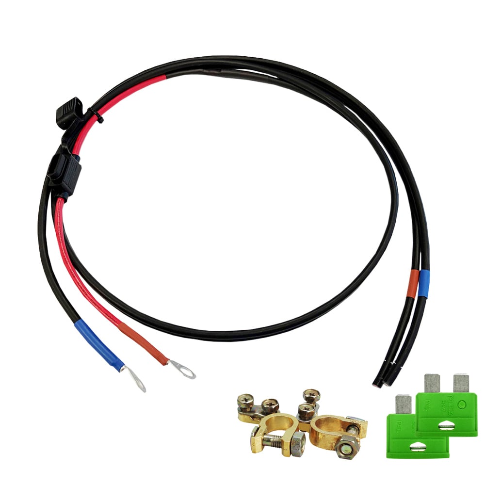 1,5m Battery Cable with flat fuse holder, fuse and battery pole clamp
